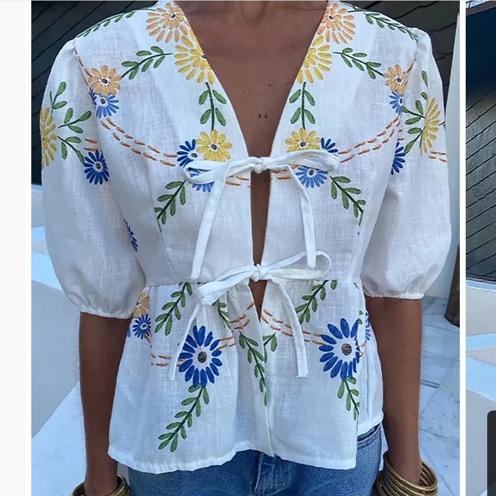 Tie Front Floral T-Shirt